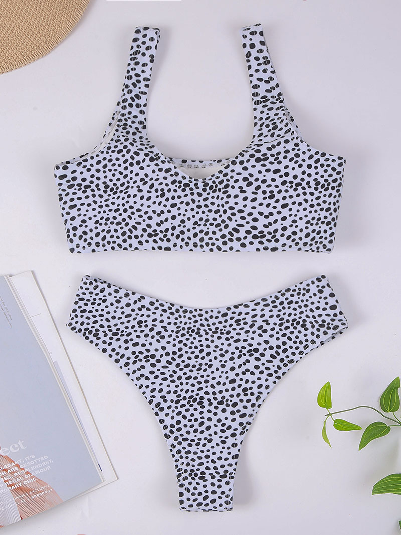 Fashion Blue Leopard Print Split Swimsuit,Bikini Sets