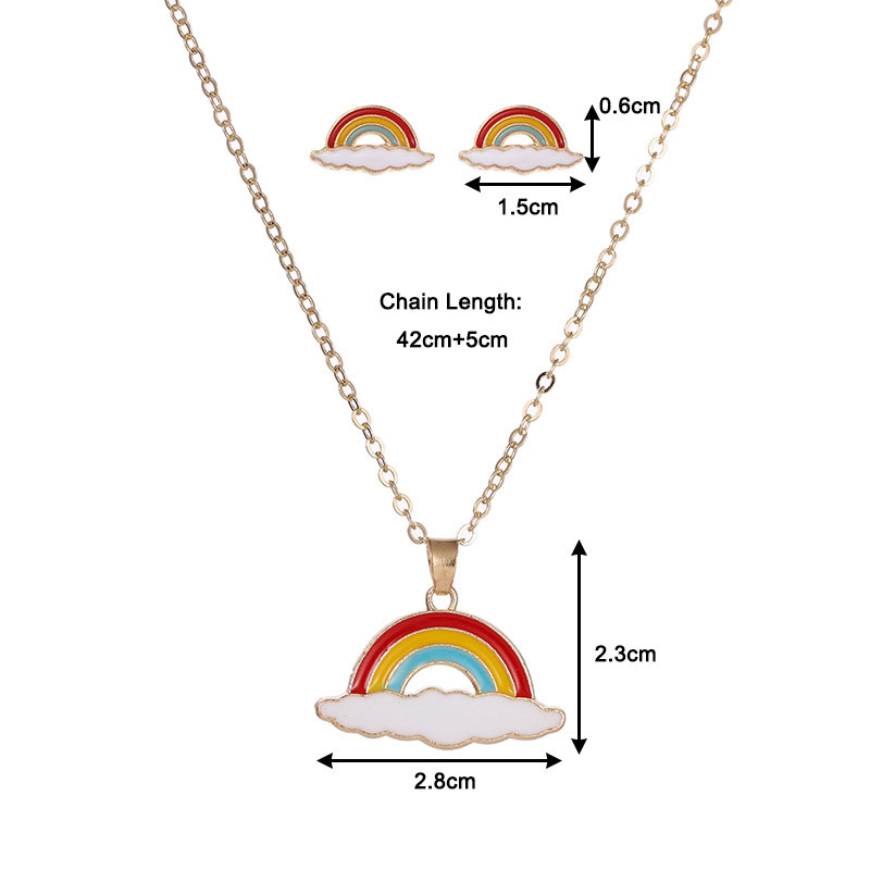 Fashion Colour Alloy Drip Oil Rainbow Necklace Suit,Jewelry Sets