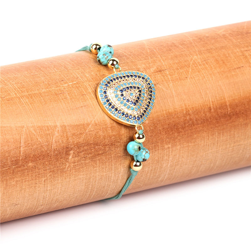 Fashion Blue Moon Copper Micro Zircon Eye Woven Braided Bracelet,Bracelets