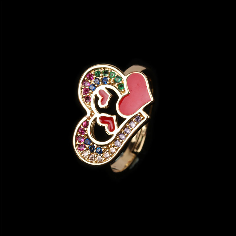 Fashion Colour Tiny Peach Heart Zircon Adjustable Rings,Rings