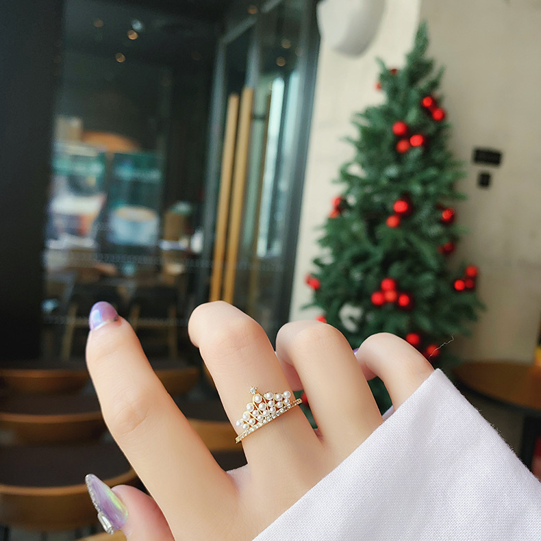 Fashion Starfish Gold Pearl Diamond Geometric Ring,Fashion Rings