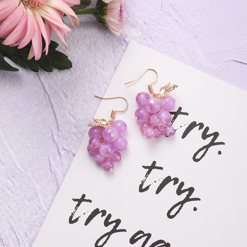 Fashion Love Crack Petals Purple  Silver Needle Flower Earrings,Drop Earrings