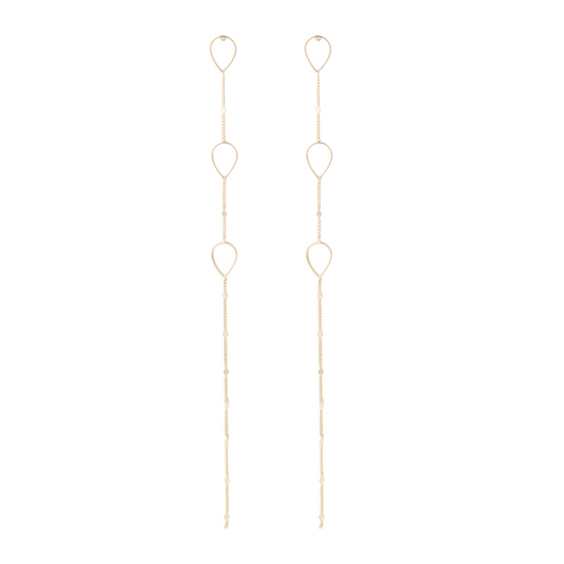 Fashion Dripping Gold  Silver Needle Geometry Long Chain Long Tassel Earrings,Drop Earrings