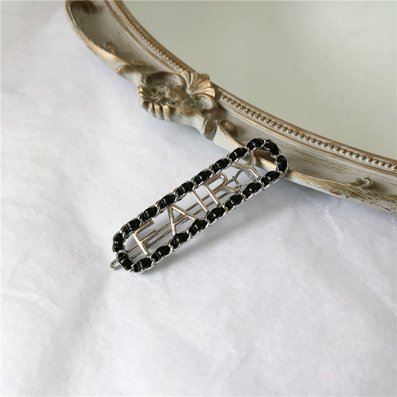 Fashion Letter Silver Letter Chain Chain Pearl Hair Clip,Hairpins