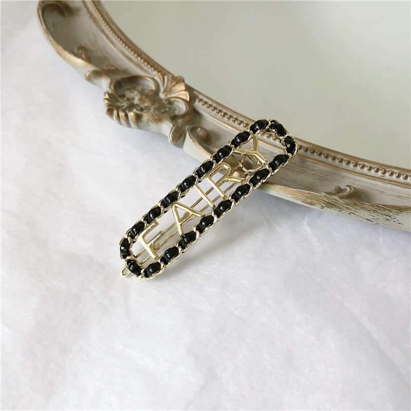 Fashion Pearl Gold Letter Chain Chain Pearl Hair Clip,Hairpins