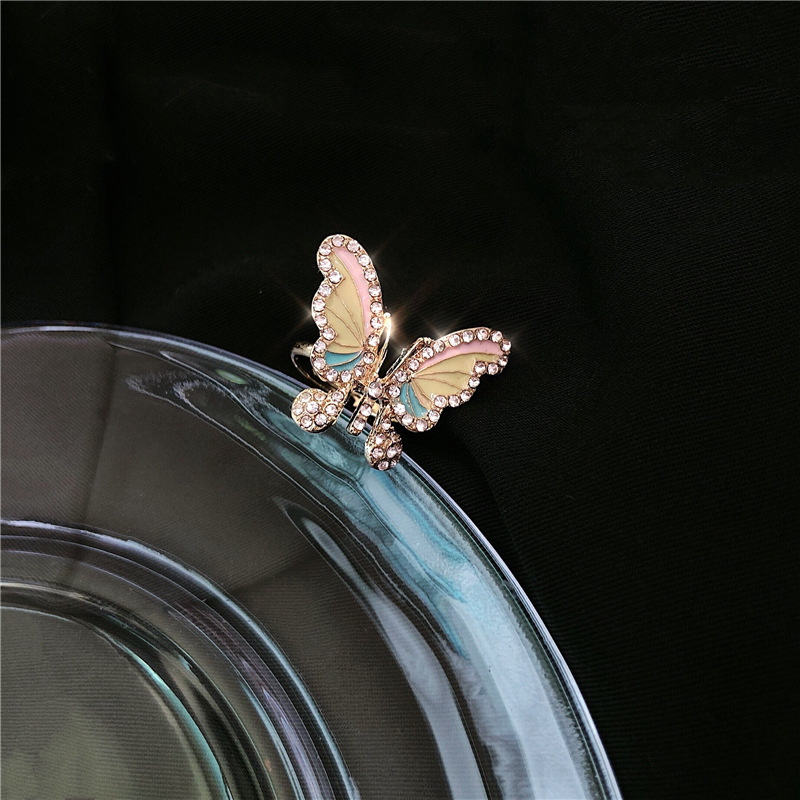 Fashion Colour Relief Butterfly Water Drill Enamel Dripping Oil Opening Ring,Fashion Rings