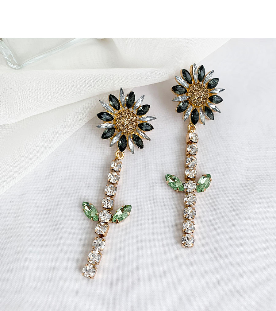Fashion Colour Alloy Diamond Flower Ear Studs,Drop Earrings