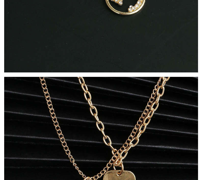 Fashion Golden Geometric Alphanumeric Hollowed Alloy Multilayer Necklace,Multi Strand Necklaces