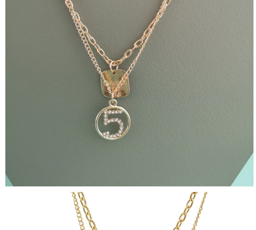 Fashion Golden Geometric Alphanumeric Hollowed Alloy Multilayer Necklace,Multi Strand Necklaces