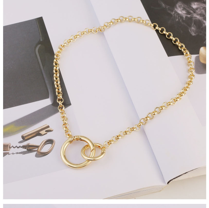 Fashion Golden Buckle Alloy Chain Necklace,Pendants
