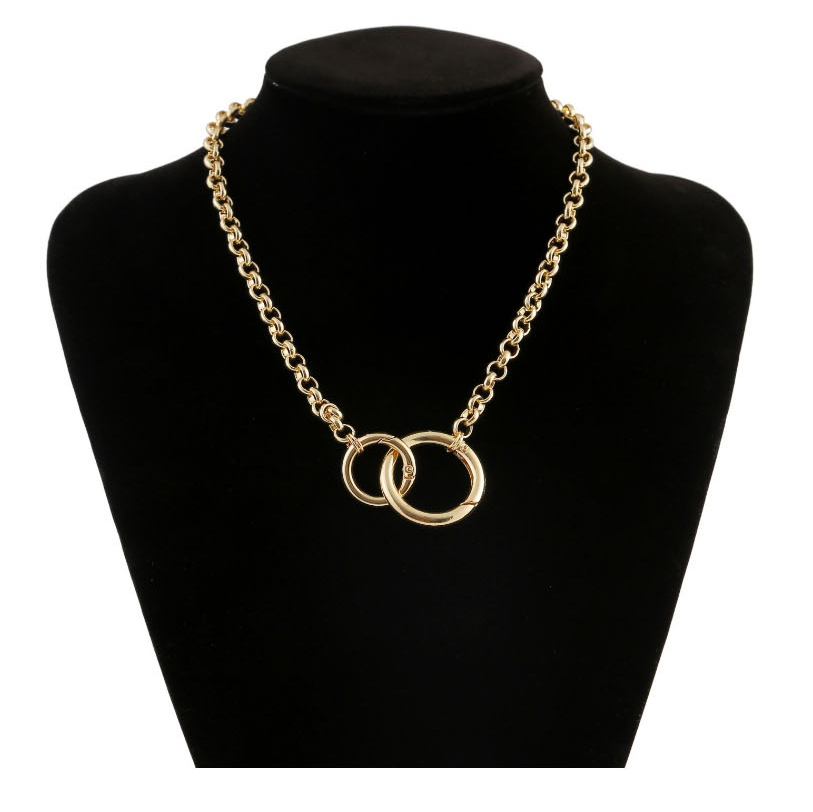 Fashion Golden Buckle Alloy Chain Necklace,Pendants