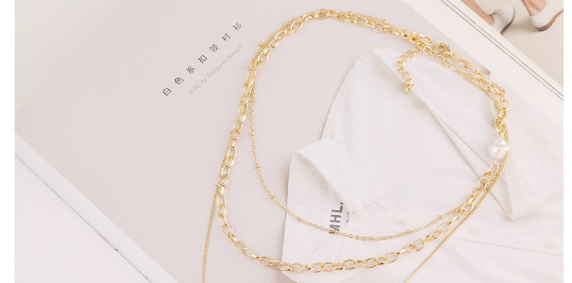 Fashion Golden Geometric Moon Alloy Chain Multi Layer Necklace,Multi Strand Necklaces