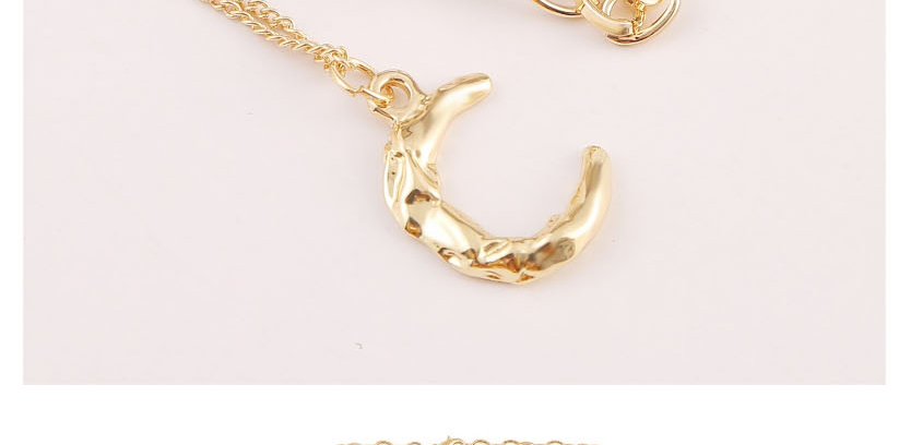 Fashion Golden Geometric Moon Alloy Chain Multi Layer Necklace,Multi Strand Necklaces