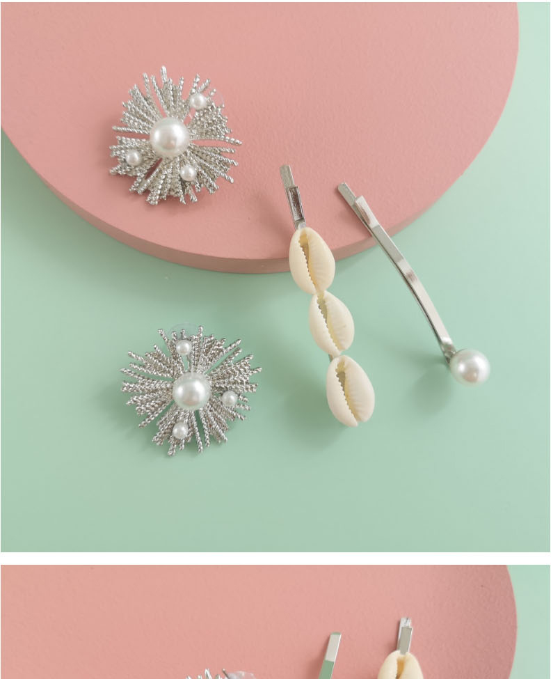 Fashion Silvery Shell Alloy With Pearl Earrings Hairpin Combination Suit,Earrings set