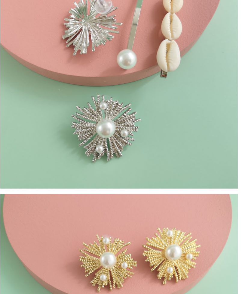 Fashion Golden Shell Alloy With Pearl Earrings Hairpin Combination Suit,Earrings set