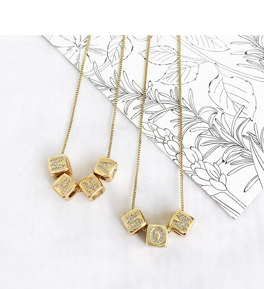Fashion Golden Copper Pendant Zircon Square Necklace Mama Necklace,Necklaces