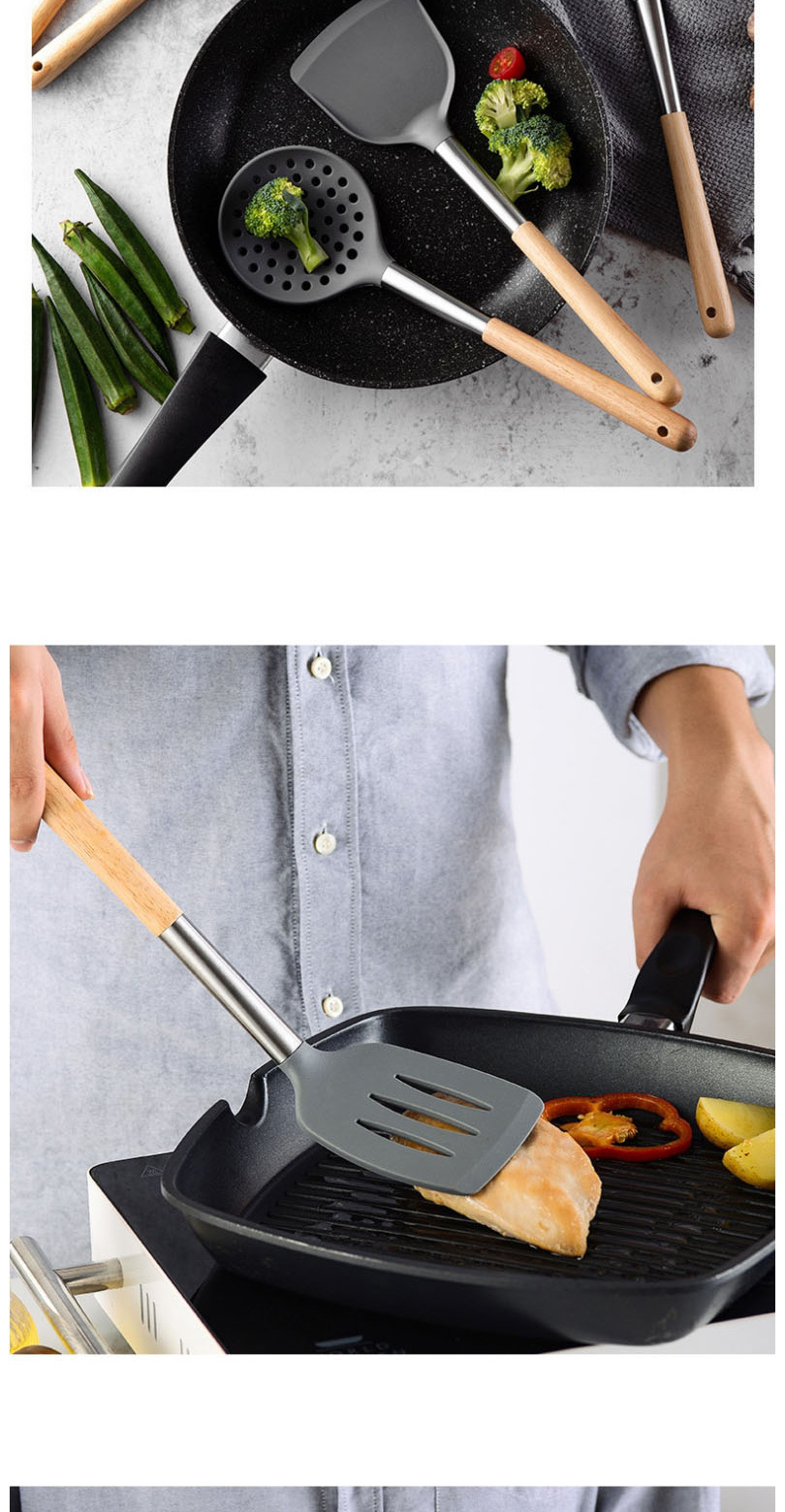 Fashion 6 Sets Of Color Boxes. Food Grade Silicone Solid Wood Handle Kitchen Utensils,Kitchen