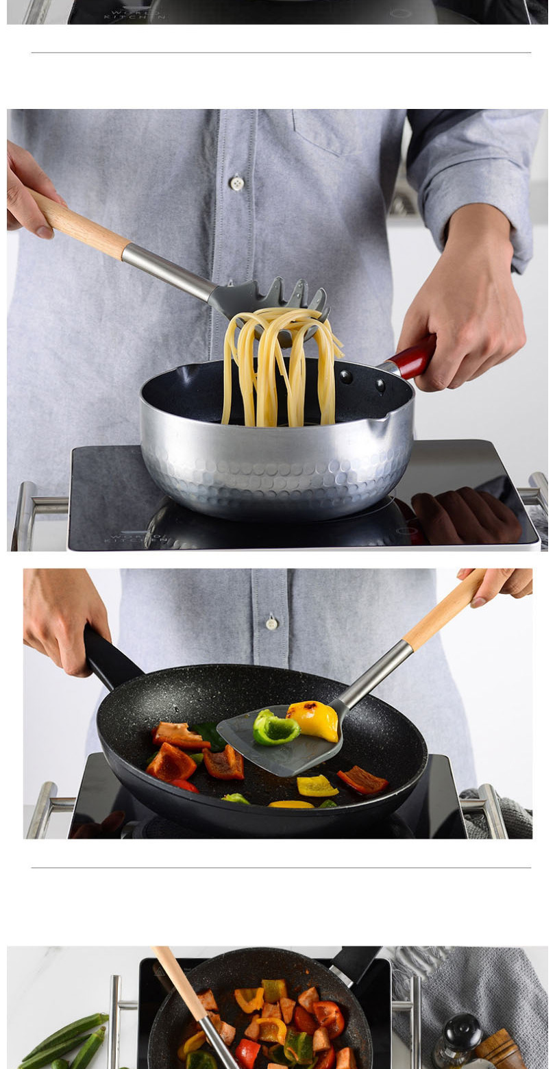 Fashion 6 Sets Of Color Boxes. Food Grade Silicone Solid Wood Handle Kitchen Utensils,Kitchen