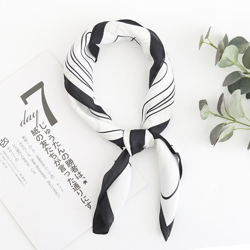 Fashion White Geometric Printing Silk Imitation Scarf Multi Functional Use Of Small Scarves,Thin Scaves