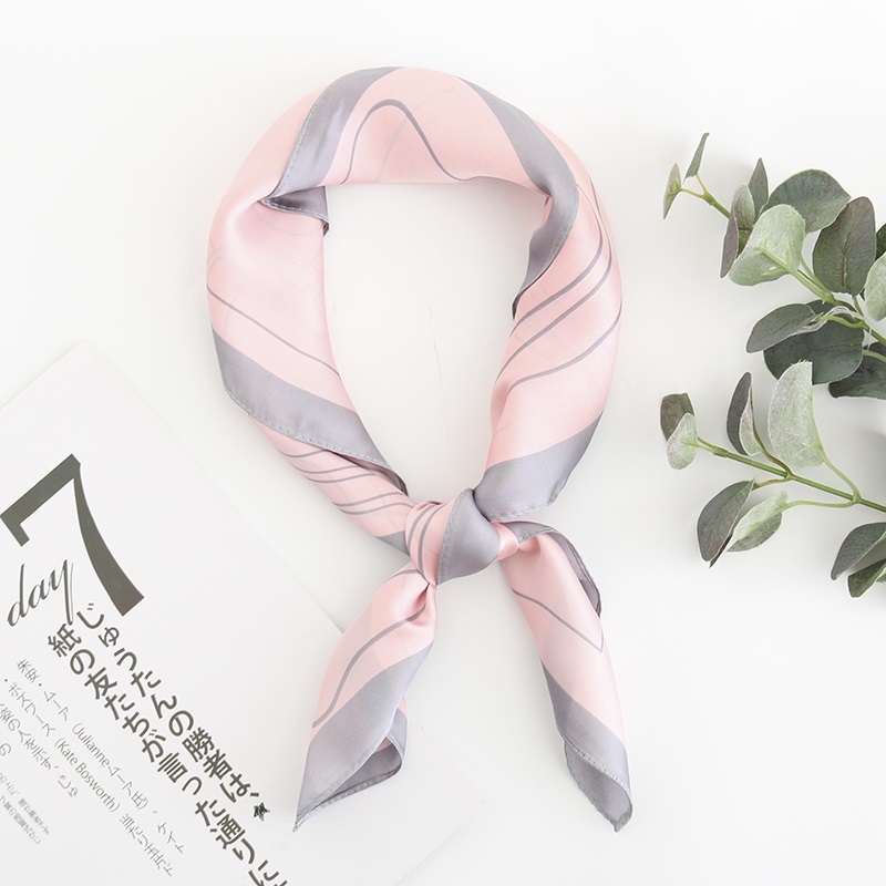 Fashion Pink Geometric Printing Silk Imitation Scarf Multi Functional Use Of Small Scarves,Thin Scaves
