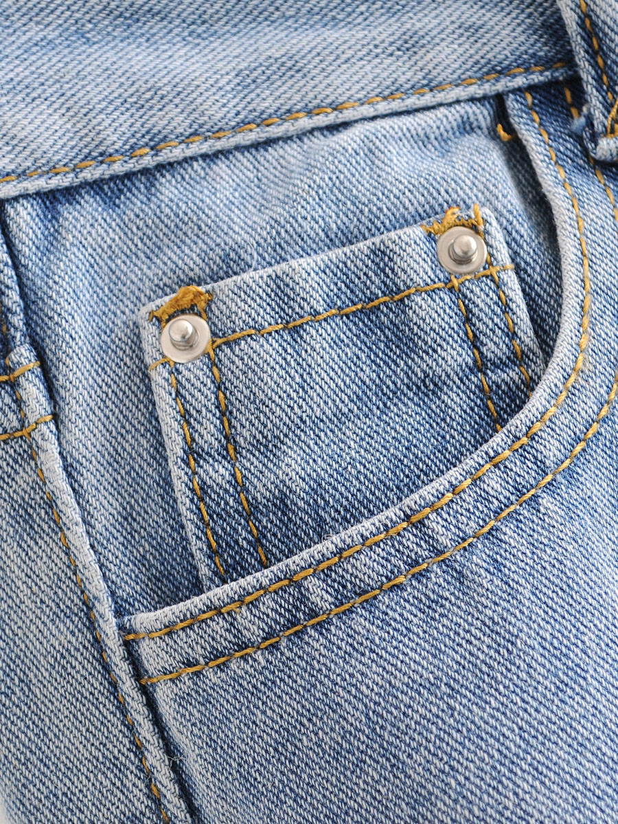 Fashion Cowboy Blue Spliced Zipper Single Pocket Jeans Shorts,Shorts