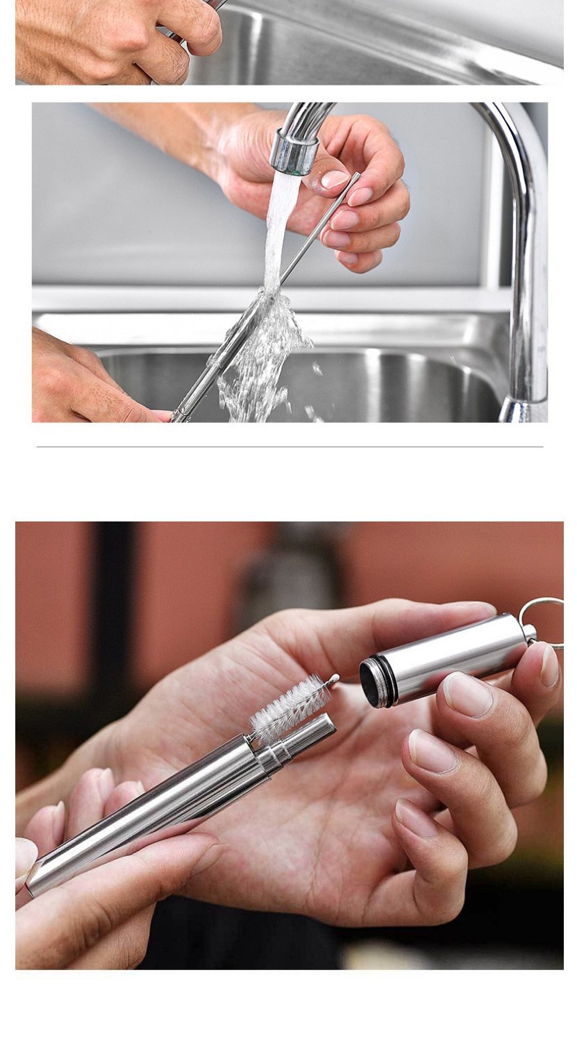 Fashion Carbon Steel Color Stainless Steel 304 Reusable Folding Belt Cleaning Brush Pipette,Kitchen