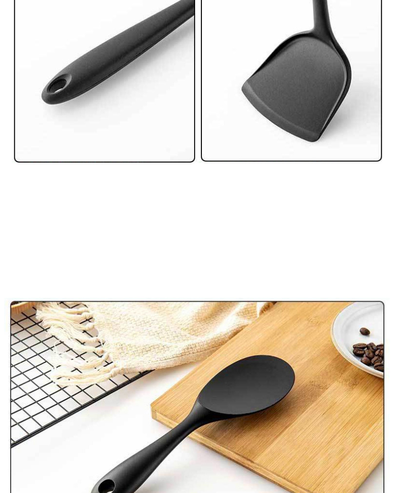Fashion Black Drain Spade High Temperature Resistant Non Stick Cooking Utensils,Kitchen