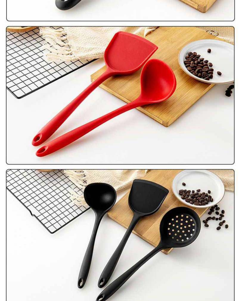 Fashion Red Six Piece Set Delivering Silica Gel Pipette (color Random) High Temperature Non Stick Cooker Special Silica Gel Frying Spatula Scoop Kitchen Utensils Suit,Kitchen