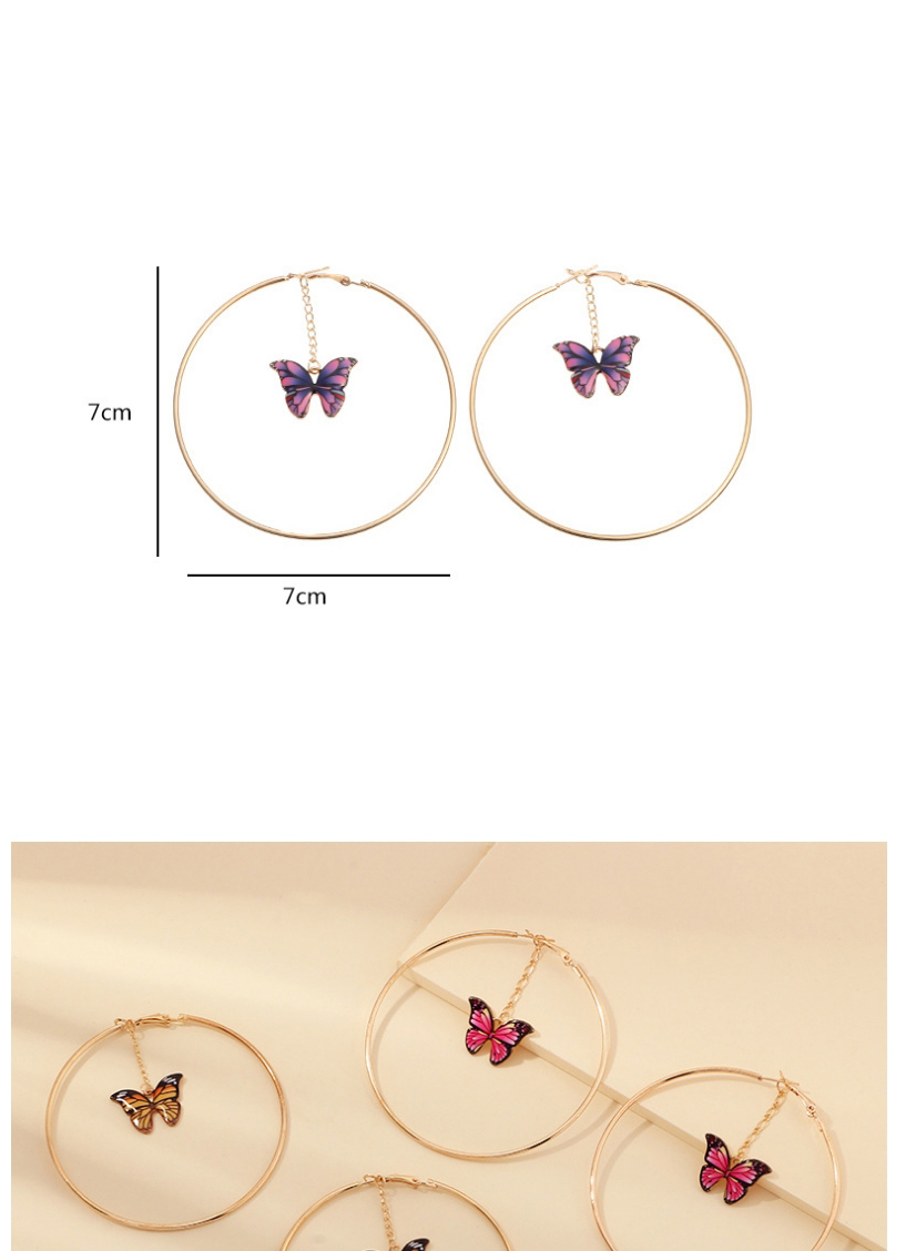 Fashion Violet Ring Cutout Butterfly Alloy Earrings,Hoop Earrings