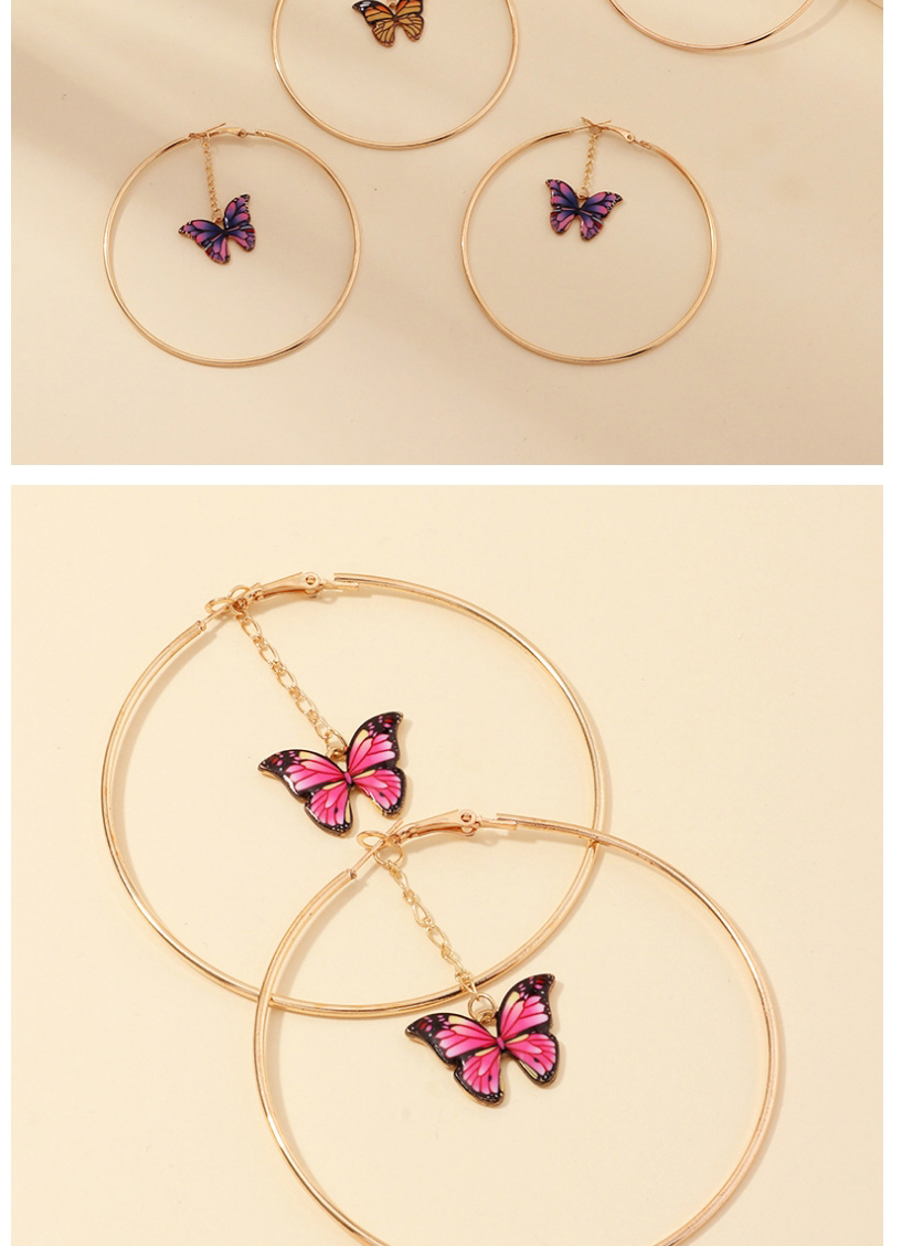 Fashion Yellow Ring Cutout Butterfly Alloy Earrings,Hoop Earrings