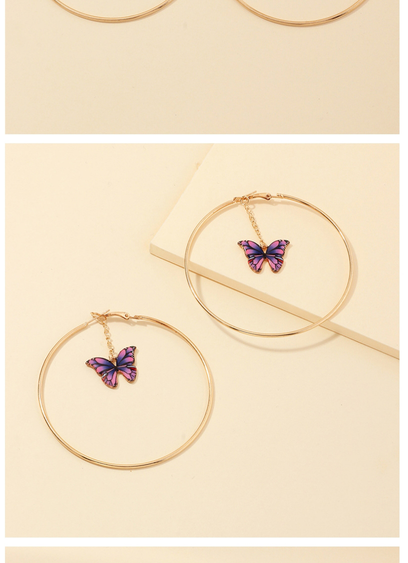 Fashion Violet Ring Cutout Butterfly Alloy Earrings,Hoop Earrings