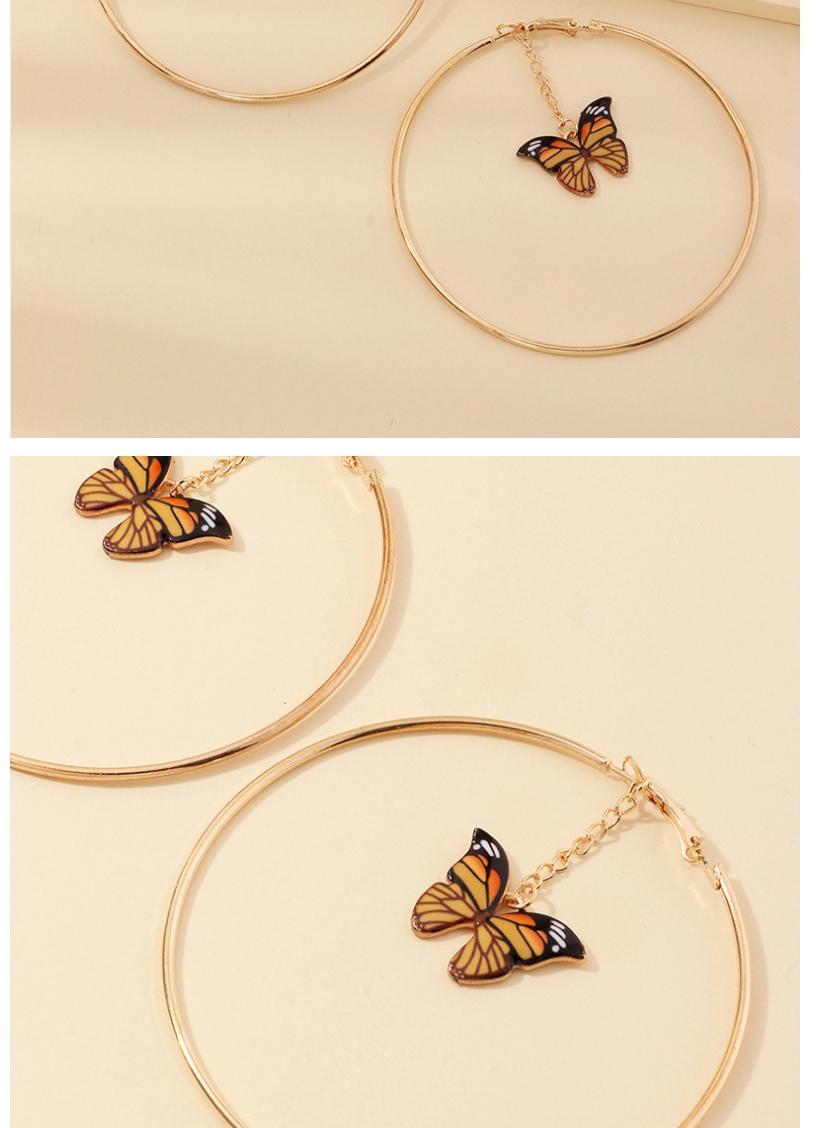 Fashion Yellow Ring Cutout Butterfly Alloy Earrings,Hoop Earrings