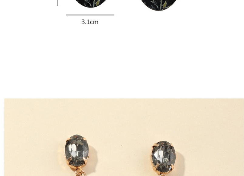 Fashion Black Resin Printed Flowers And Gemstone Earrings,Drop Earrings