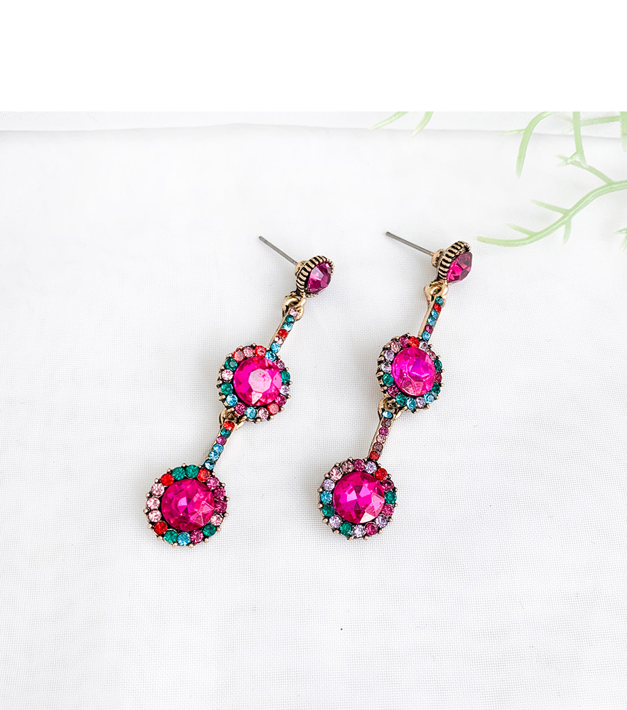 Fashion Rose Red Alloy Stud Round Studs,Drop Earrings