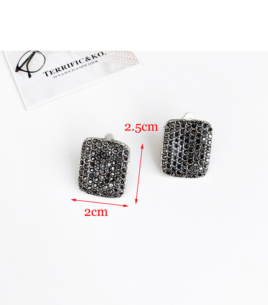 Fashion Silvery Square Ear Clip With Alloy Diamond,Clip & Cuff Earrings