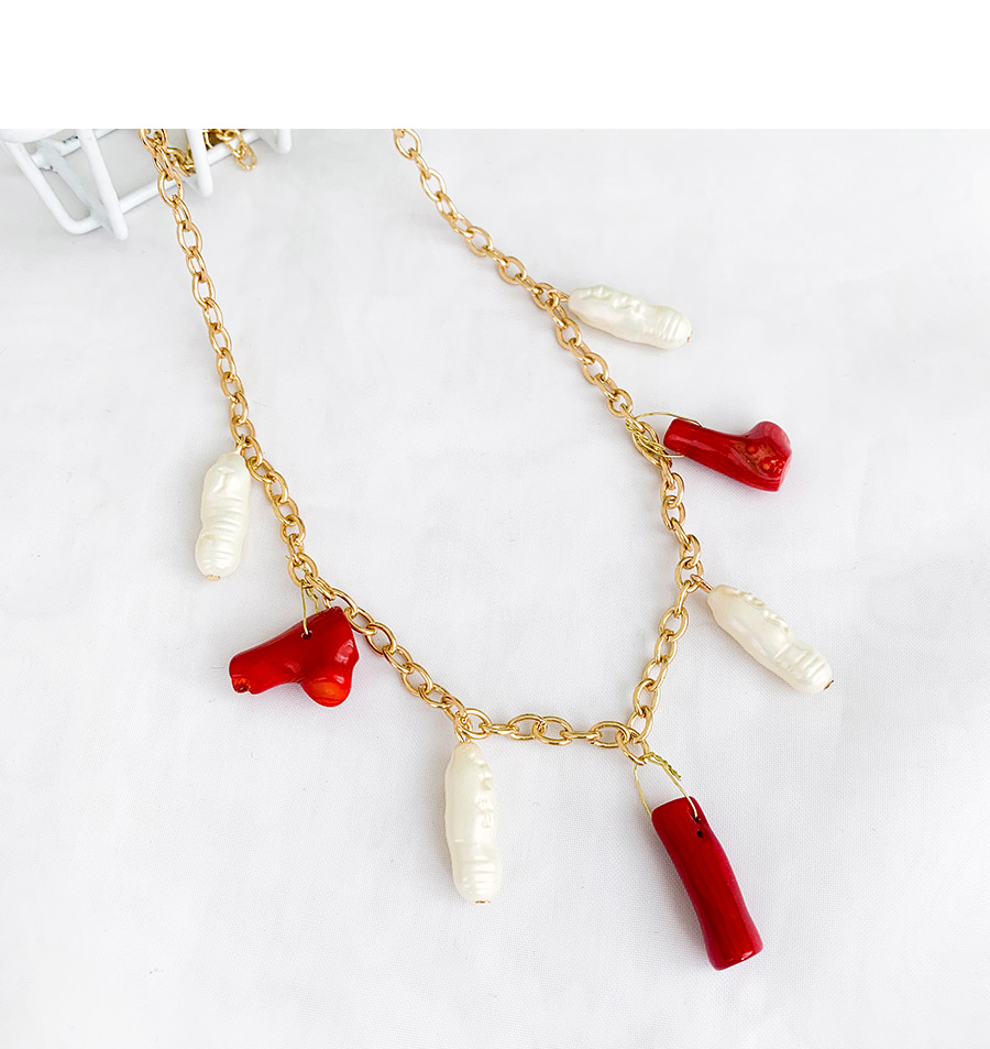Fashion Red Alloy Geometry Resin Necklace,Pendants
