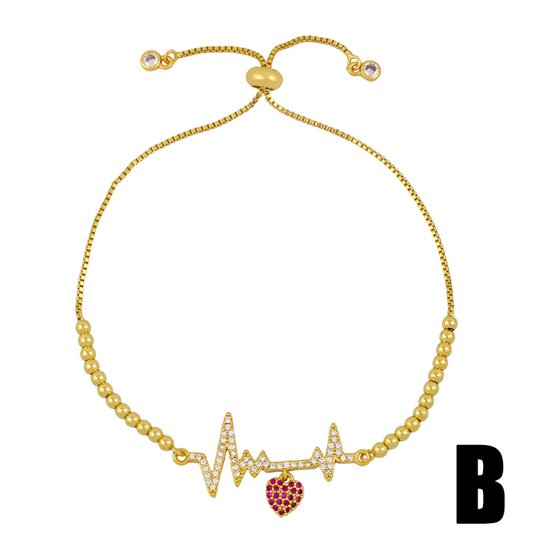 Fashion Love Gold Copper Bracelet With Zircon Beads,Bracelets