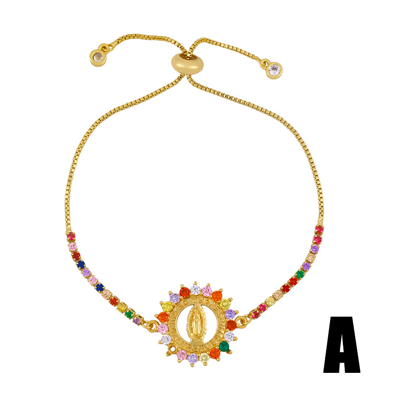 Fashion Round Coloured Drill Gold Diamond Maria Bracelet,Bracelets