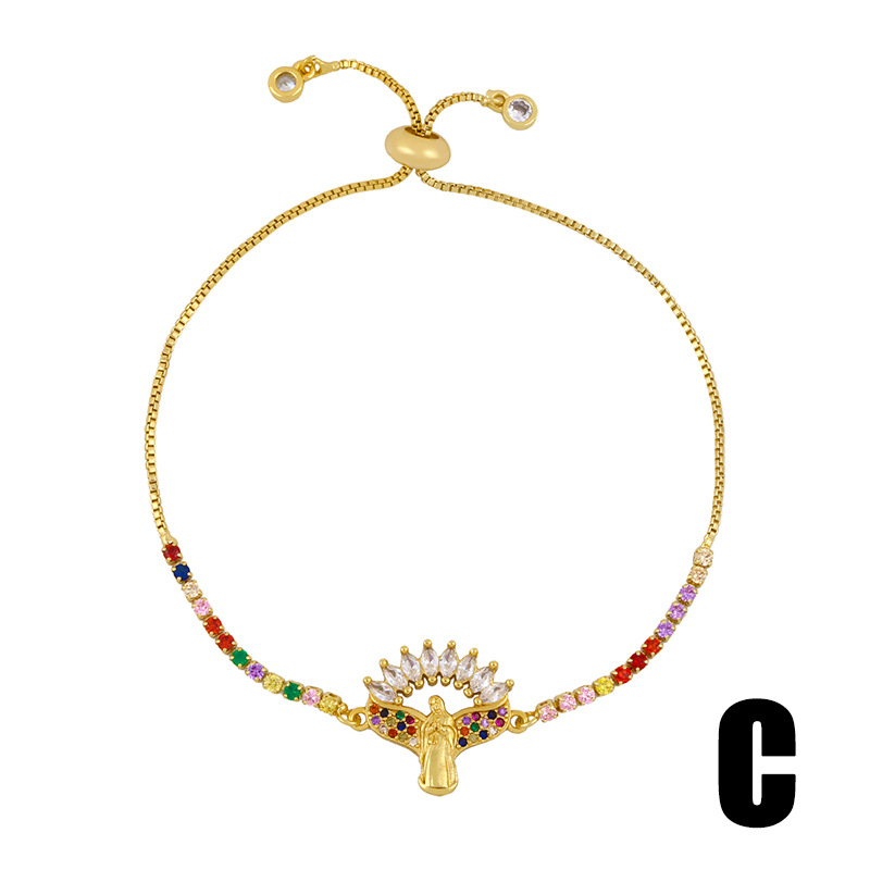 Fashion Mama Gold Love Adjustable Diamond Rainbow Bracelet,Bracelets