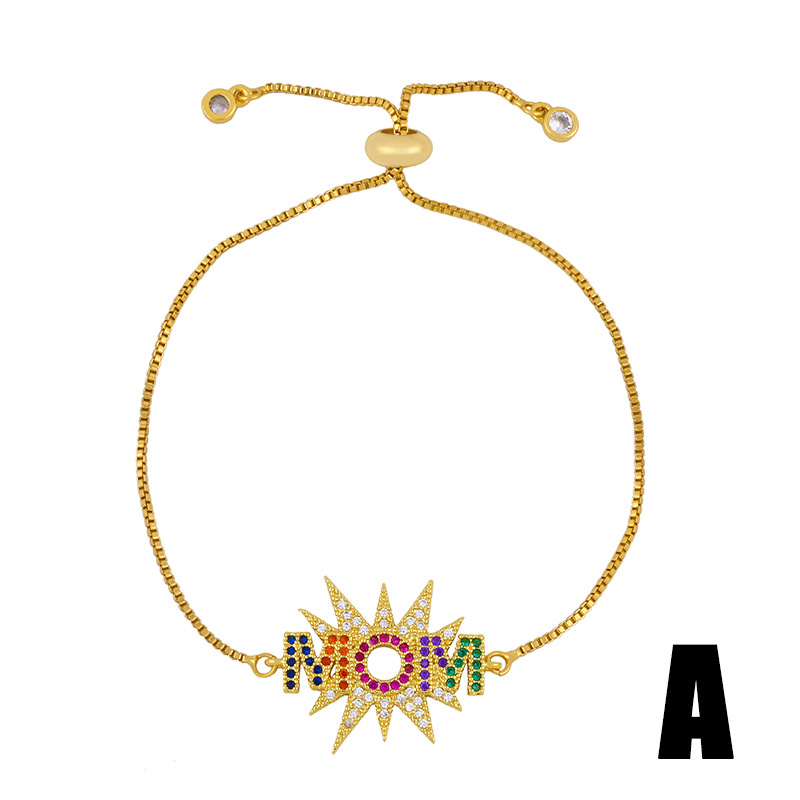 Fashion Golden Copper Bracelet With Zircon Mom Bracelet,Bracelets