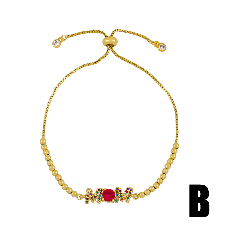 Fashion Hollow Gold Copper Bracelet With Zircon Mom Bracelet,Bracelets
