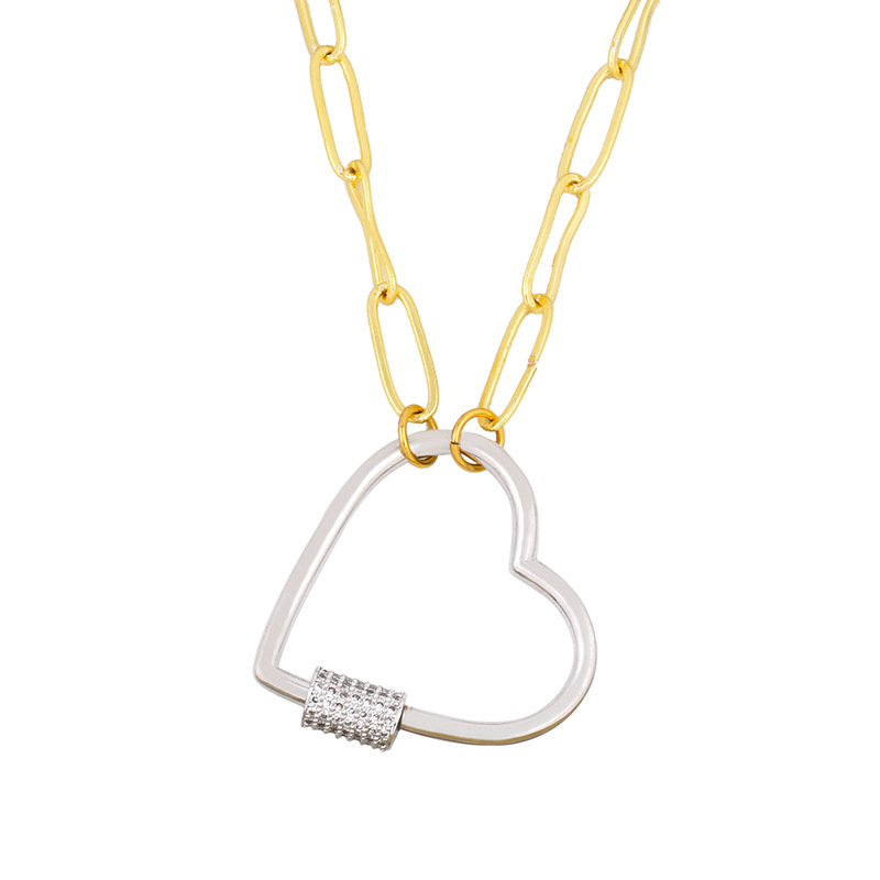Fashion Silvery Copper-encrusted Zircon Peach Heart Necklace,Necklaces