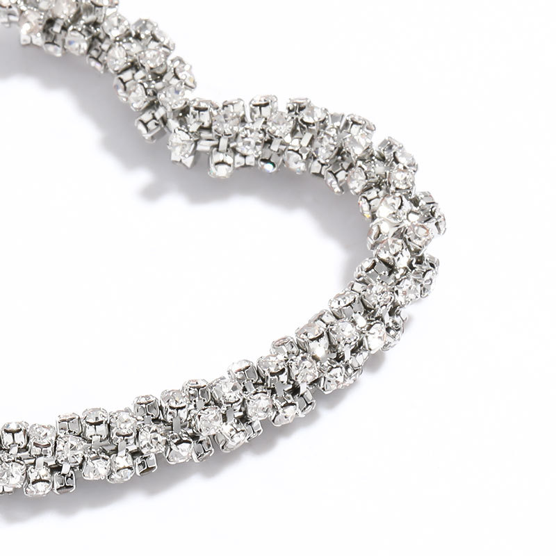 Fashion Silvery Heart-shaped Diamond Earrings,Hoop Earrings