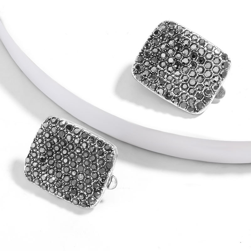Fashion White Square Alloy Diamond Ear Clip,Clip & Cuff Earrings
