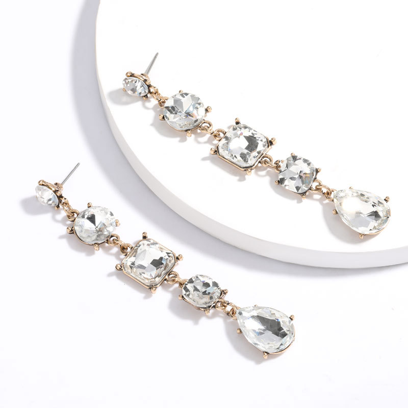 Fashion White Geometric Acrylic Diamond Earrings,Drop Earrings