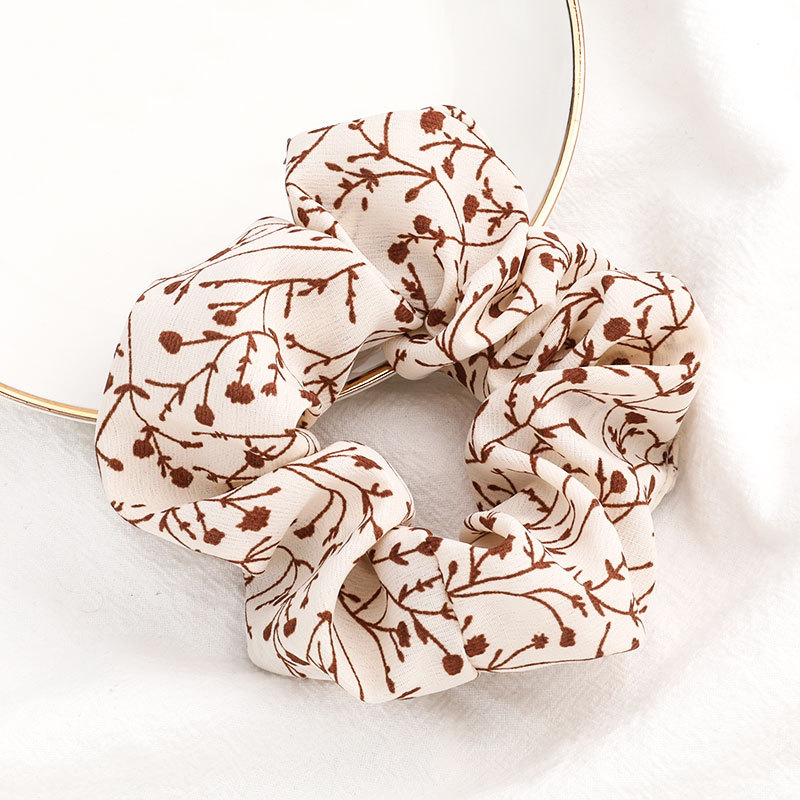 Fashion Brown Flower Branch Printed Fabric Hair Band,Hair Ring