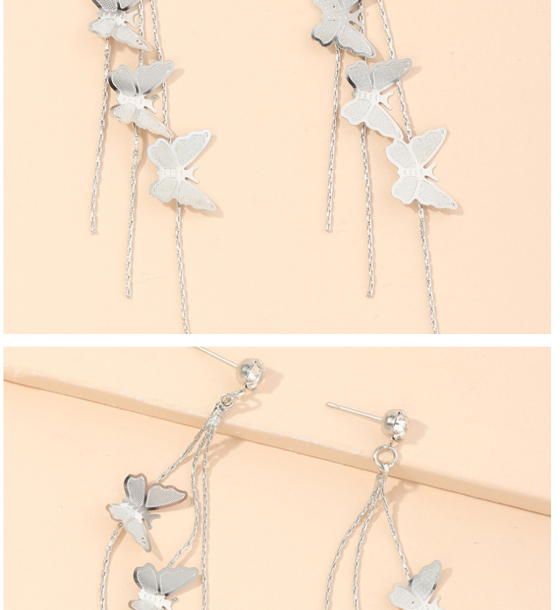 Fashion Golden Butterfly Long Fringe Diamond Earrings,Drop Earrings