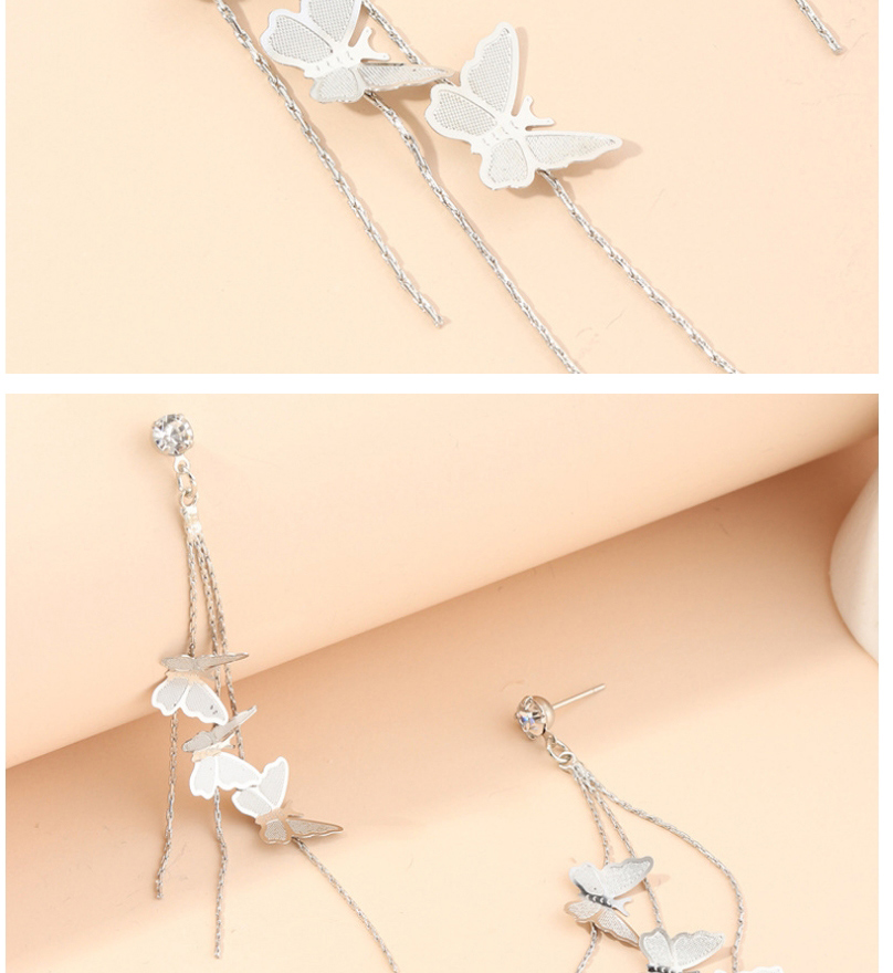 Fashion Silvery Butterfly Long Fringe Diamond Earrings,Drop Earrings
