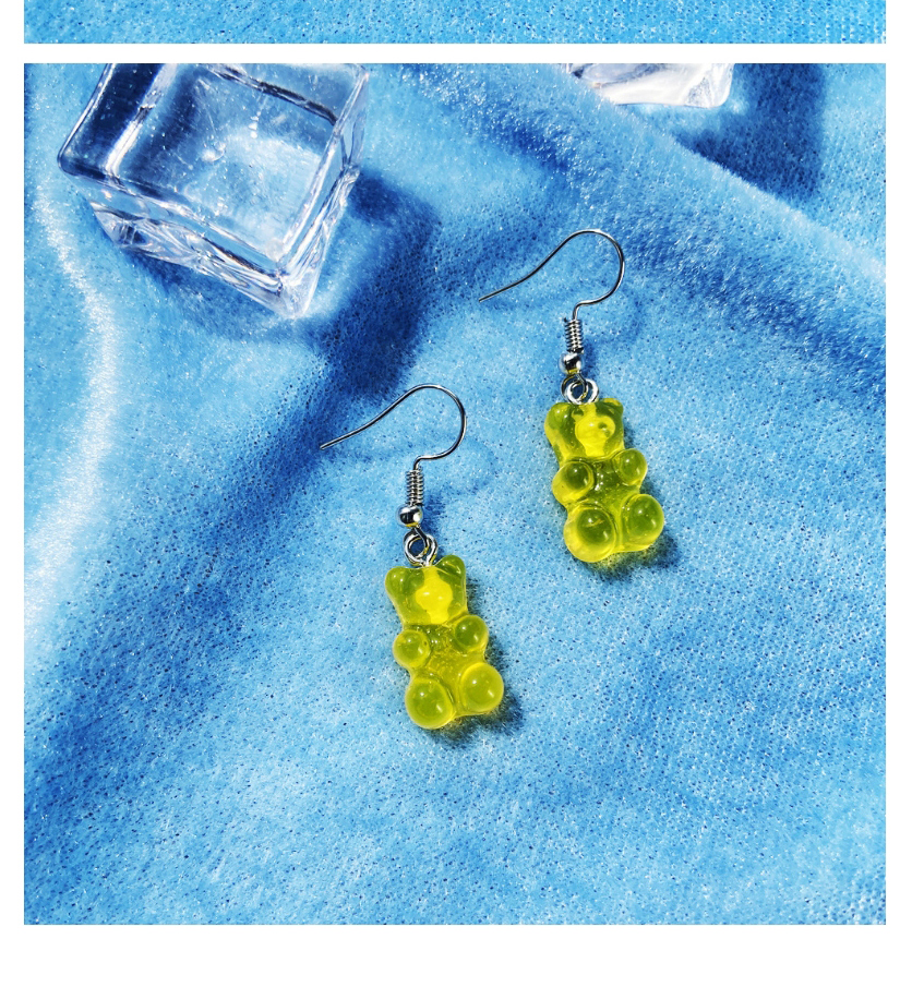 Fashion Yellow Transparent Resin Alloy Bear Earrings,Drop Earrings