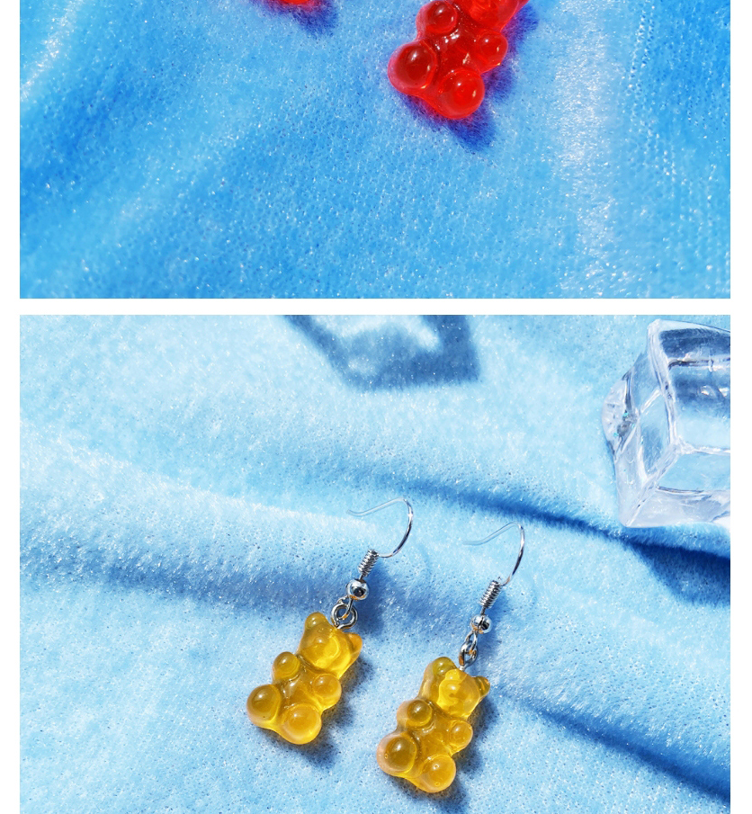Fashion Red Transparent Resin Alloy Bear Earrings,Drop Earrings